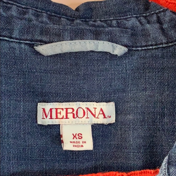 Merona | Denim Long Sleeve Collared Dress | Button Down With Pockets | Fitted - Picture 5 of 9